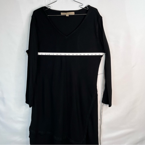 Jules of Morocco Black Long Sleeve V-Neck Lagenlook Dress Size X-Large - Picture 9 of 11
